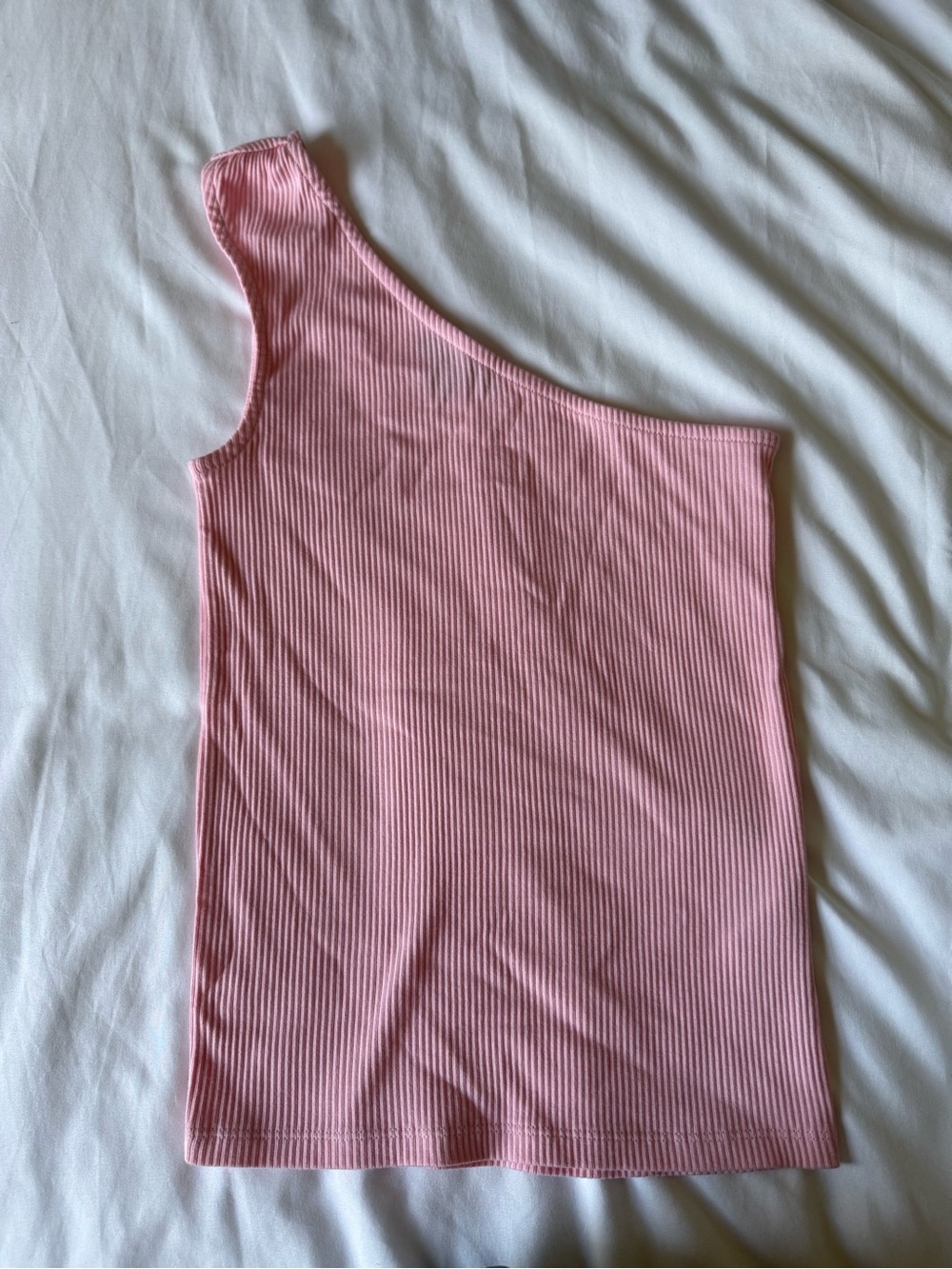 J. Crew Pink Ribbed One-Shoulder Tank